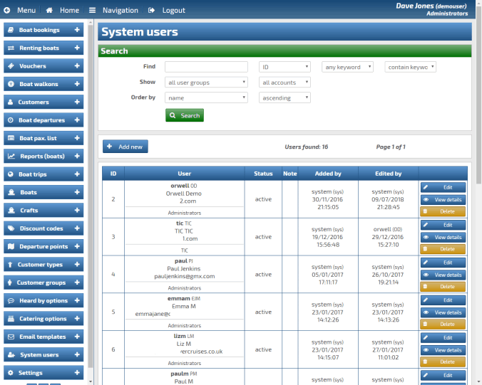 Boat Booking System Accounts login